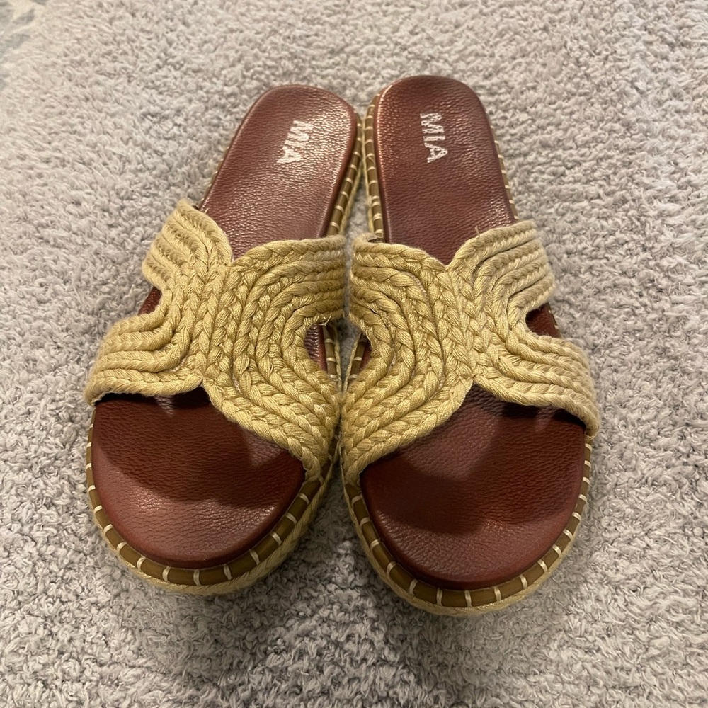 MIA Women's Braided Tan and Brown Sandals